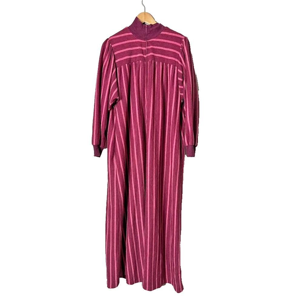 Vintage David Brown California Hostess Maxi Dress Kaftan Robe Striped‎ Large